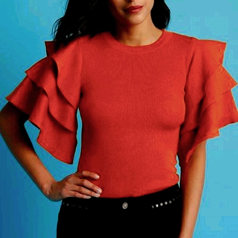 Sweater Ruffle Bell Sleeve
